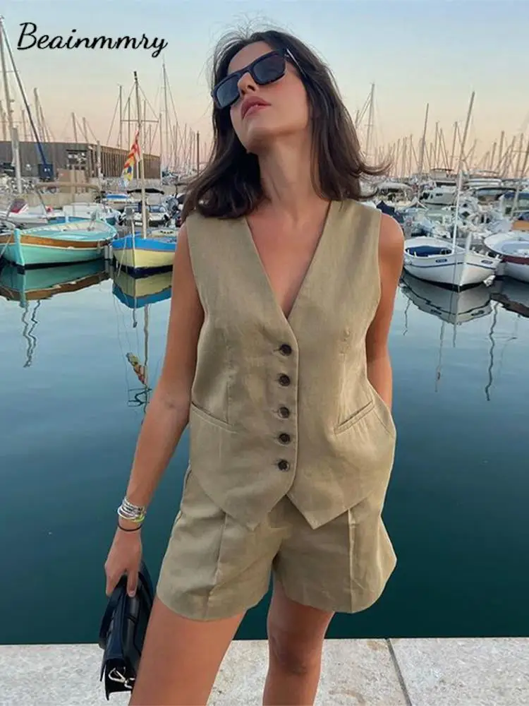 Vest Women Shorts Suit Vest Shorts Set Women Fall 2022 Style Womens