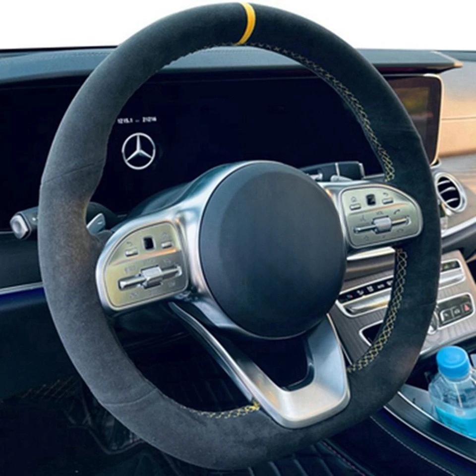 Wildleder Braid Auto Lenkrad Abdeckung Für Mercedes-Benz S-Klasse W222 GLC A-Klasse W177 C-klasse W205 E-Klasse W213 Auto Zubehör – Detail 3