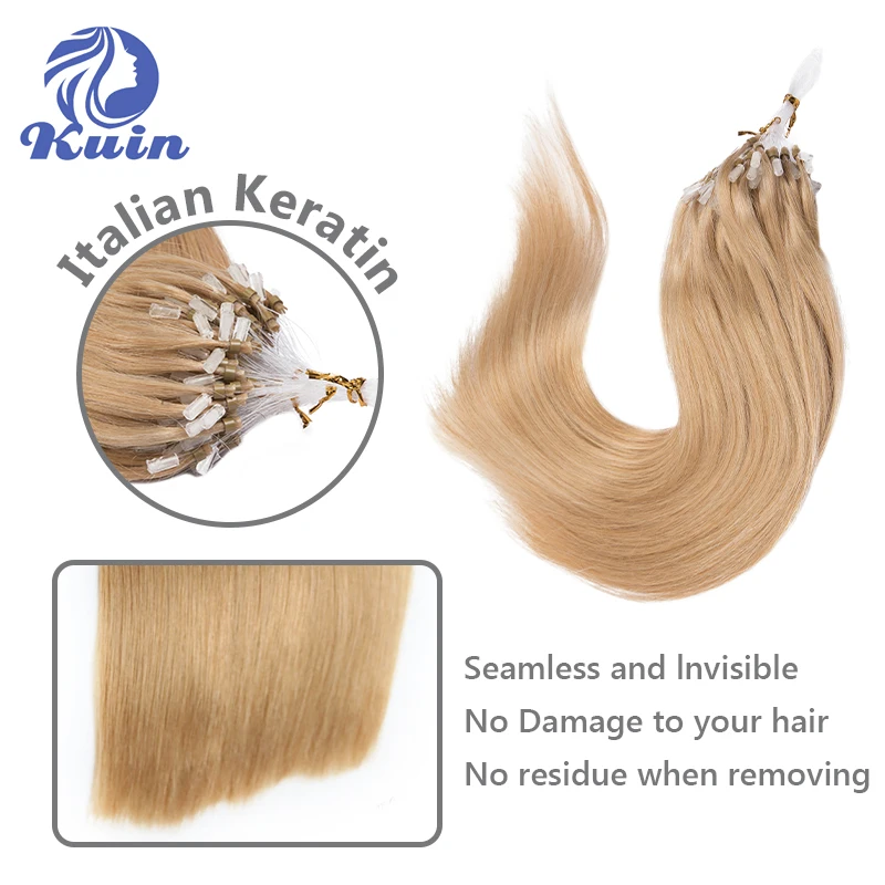 Straight Micro Loop Human Hair Extension 50G Invisible Microring Extensions Fishing Line Fushion Real Hair Natural Color