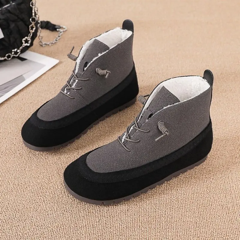 2024 NEW European Style Spring Women's Shoes Round Toe Female Boots Ankle Boots Cow Genuine Leather Flats Fashion Casual simple