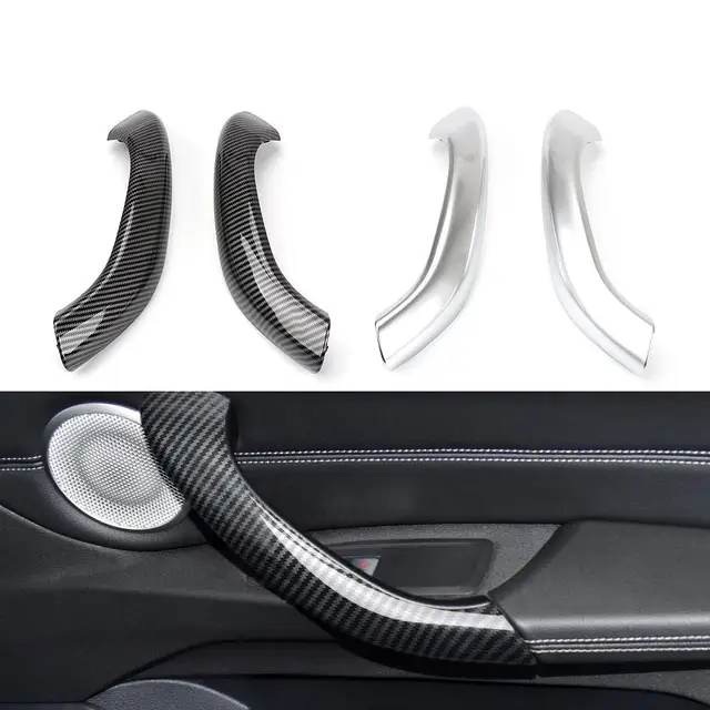 Carbon Fiber Chrome Car Interior Door Pull Handle Cover Trim Replacement For BMW X1 X2 F48 F49 F39 2017-2022 51417417511
