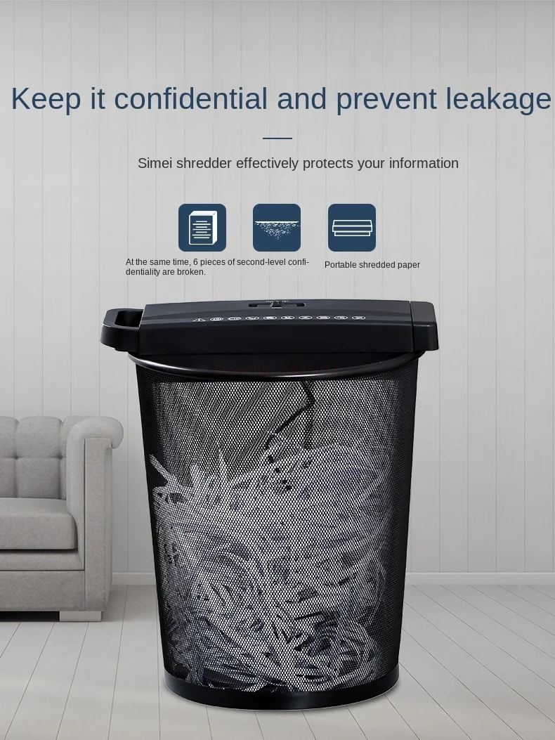 Multi functional A4 Electricity Paper Shredder 2 Level Secrecy 6 Sheets Small Household Cutting
