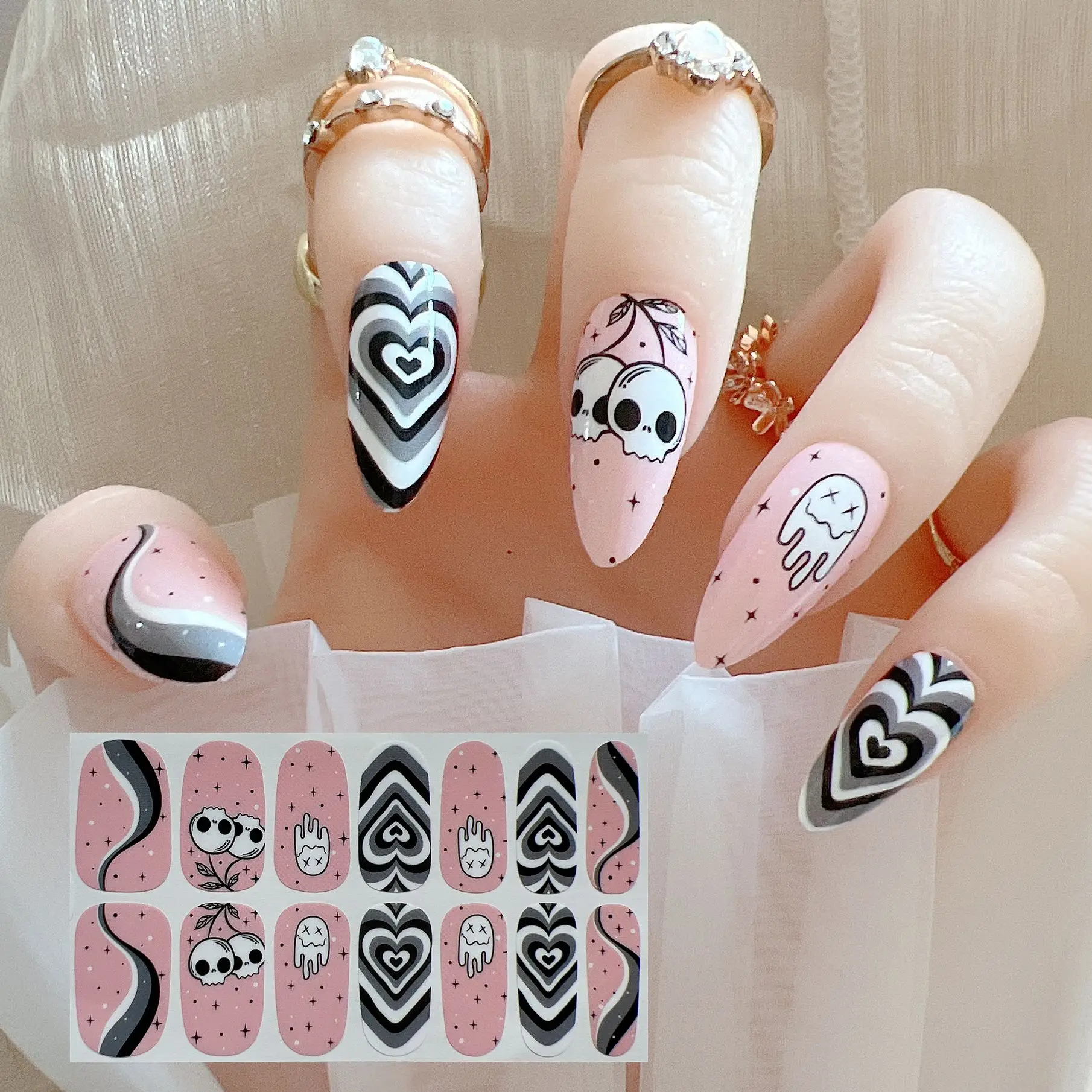 1PC Nail Art Full-Cover Sticker Halloween Ghost Witch Skull Sticker Nail Strips Wrap YMY3141-3151