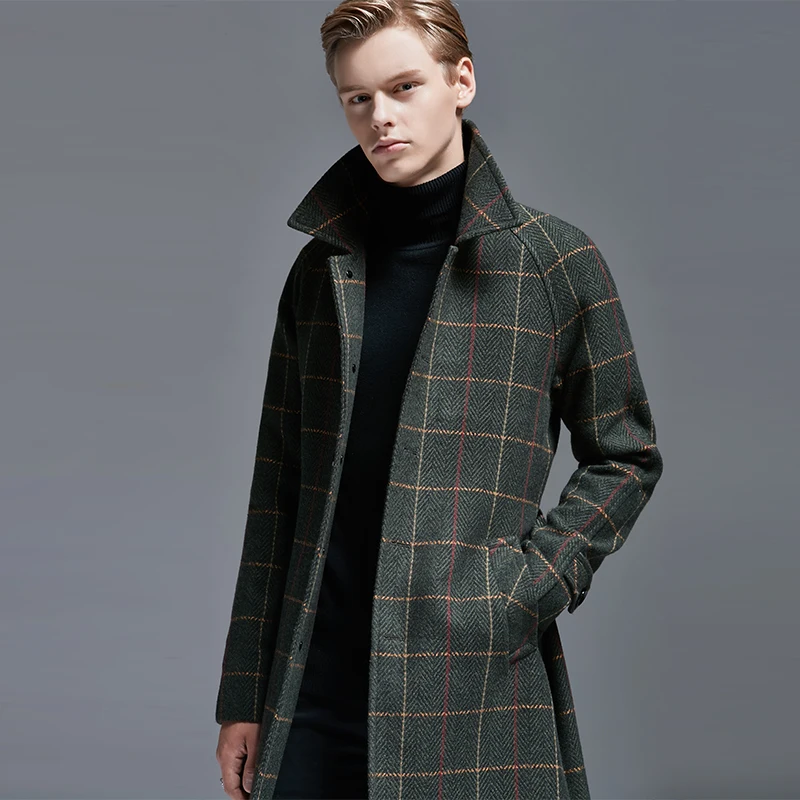 

Autumn and Winter New Style Men Woolen Trench Coat Mid-length Woolen Overcoat Men's Handsome Coats and Jackets Plus size 5XL 6XL