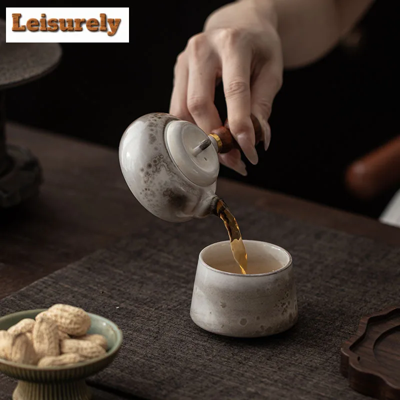 95ml Ink Painting Side Handle Teapot Boutique Tea Infuser Pot Tea Soaking Kettle With Ball Hole Kung Fu Tea Drinkware Collection