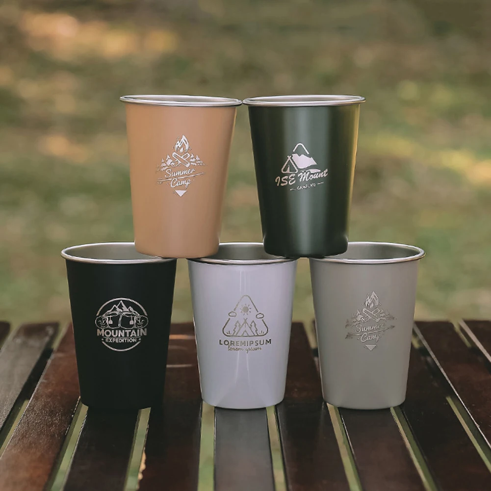 350ML 야외용 스테인리스 컵 휴대용 캠핑 피크닉 와인 맥주 커피 차 머그컵 여행용 편리한 컵