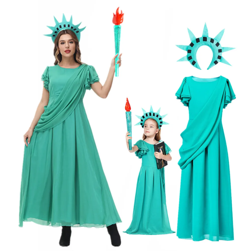 

Statue Of Liberty Cosplay Grown Torch Costume High Quality Halloween Party Cosplay Costume Dress Suit Adult Women Girl