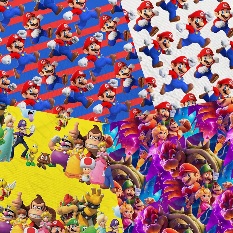 

bullet waterproof Anime Game Super Mario Bros pure cotton Fabric custom DIY backpack pet cloth Dress bow sewing Material F3817