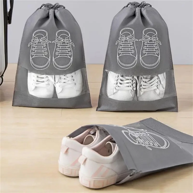 5/10pcs Shoes Storage Bag Closet Organizer Non Woven Travel Portable Bag Waterproof Pocket Clothing Classified Draw Hanging