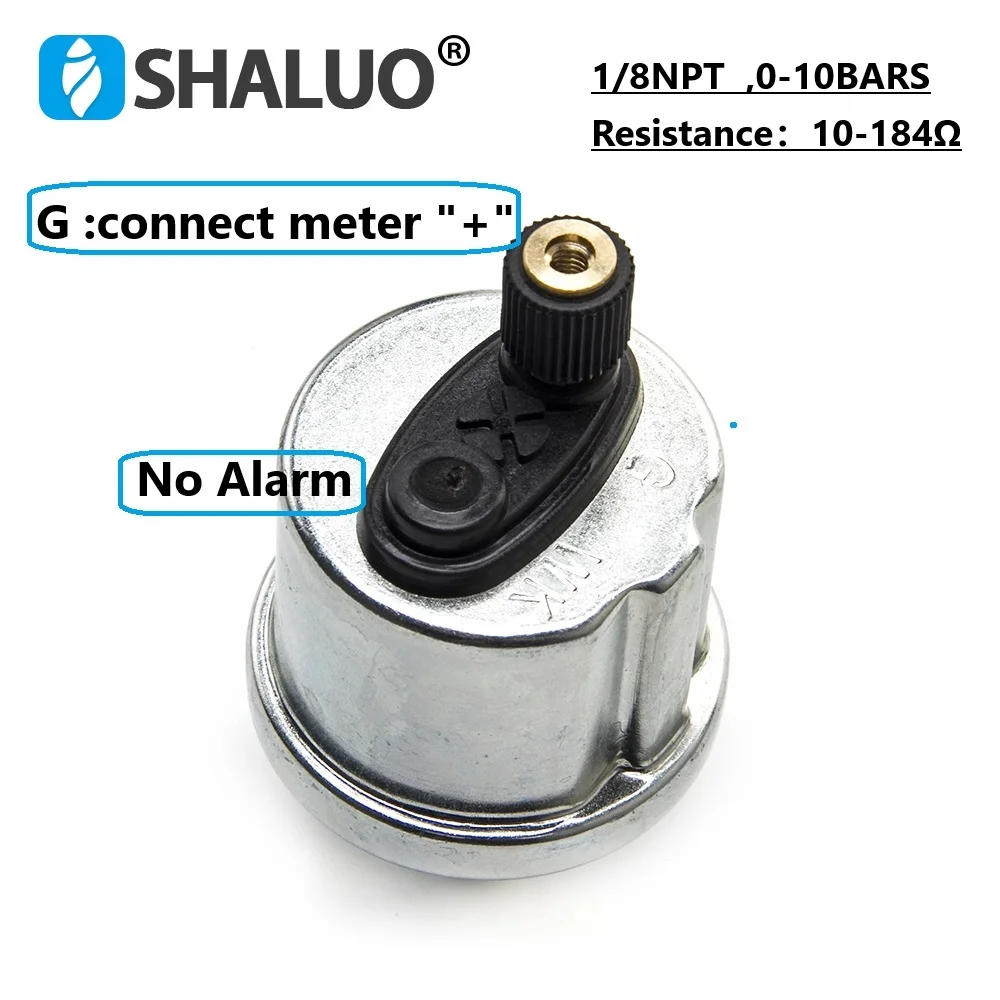 0-10Bars 1/8NPT Diesel Engine VDO Oil Pressure Sensor Stainless Crew Plug Alarm Matching Oil Pressure Gauge Generator Parts