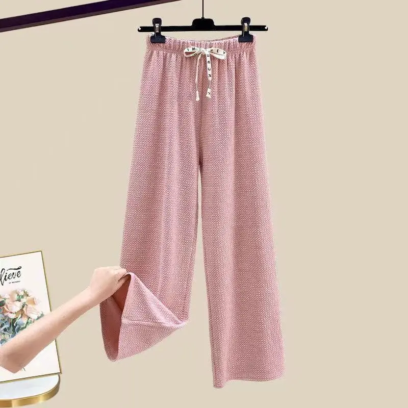 Gentle Elegant Outfits Women's Spring Autumn 2023 Design Sense Fashion Knitted Sweater Slim Wide Leg Pants Two Piece Set