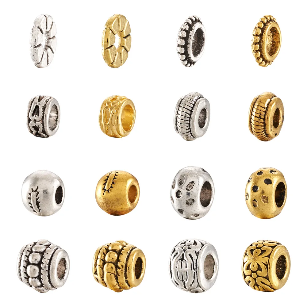 

Kissitty 320Pcs Mixed Shape Tibetan Style Alloy Beads Large Hole Beads for Necklace Earrings Bracelet Jewelry Making Gift