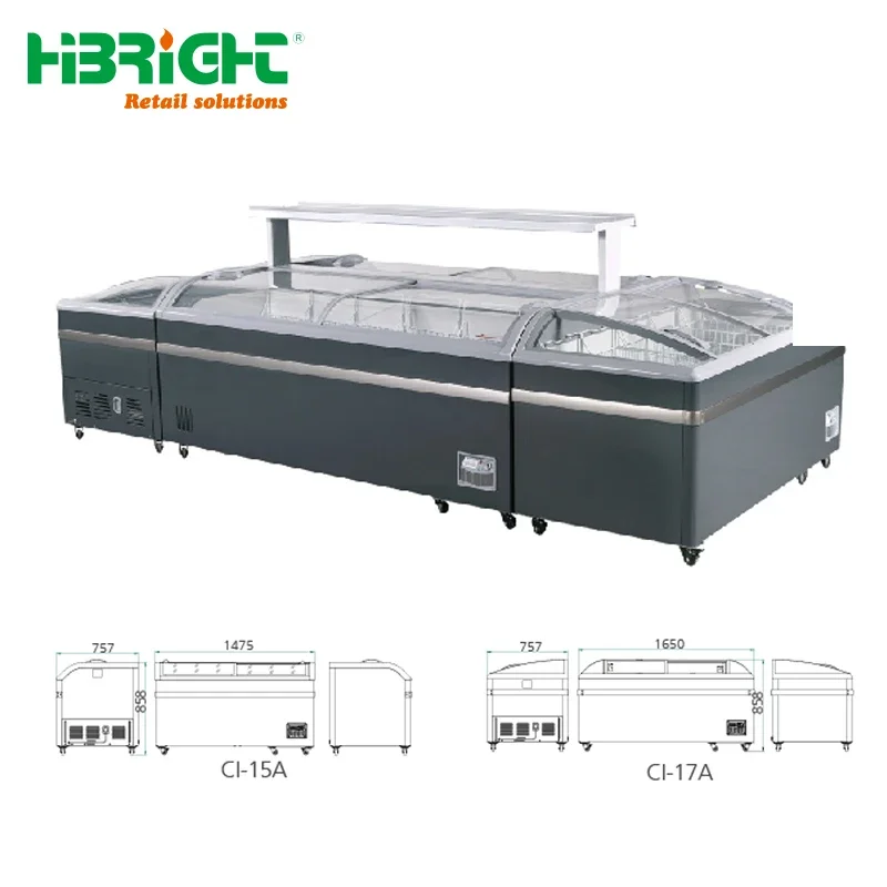 Commercial Grocery Convenience Store Supermarket Upright Display Showcase Glass Door Chiller Freezer Refrigerator