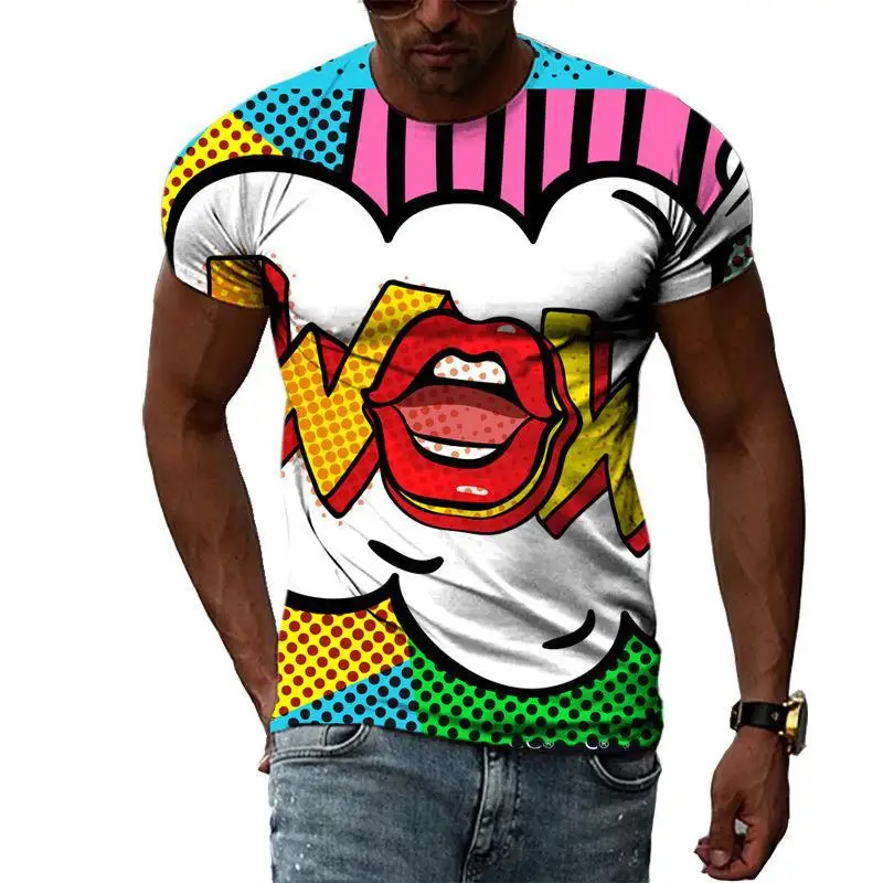 Mens Casual Short Sleeve 3D Print T Shirt