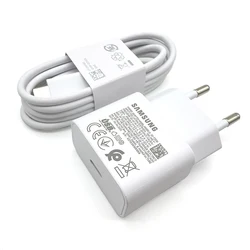 25W Super Fast Type - C Charger with EU Plug - Samsung Adapter - White EU and Cable