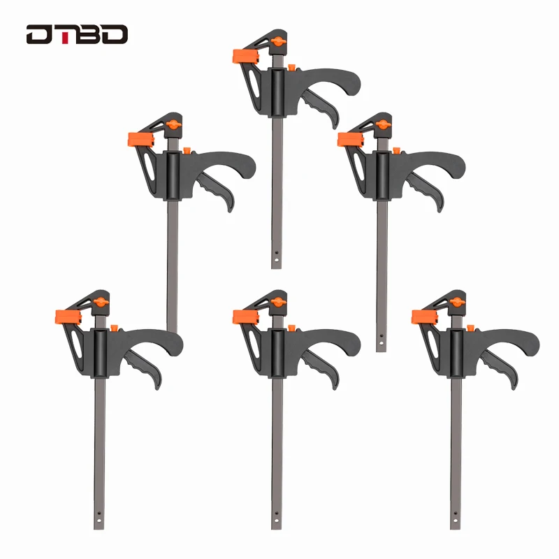 DTBD 4 Inch Fast Ratchet F-Clamp Woodworking Work Rod Clamp Kit Woodworking Reverse Clamping F-clamp DIY Hand Tool