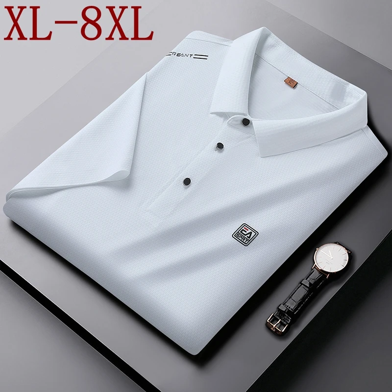 

8XL 7XL 6XL 2024 New Summer High End Fashion Polo Shirt Men Comfortable Breathable Mens Shirts Oversized Loose polos homme