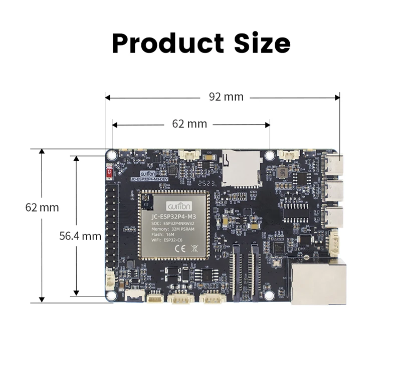 ESP32-P4-Modul-Entwicklungsplatine basierend auf ESP32-P4 und ESP32-C6 32 MB PSRAM 16 MB Flash WiFi 6 BT5 RJ45 MIPI DSI CSI USB OTG-Schnittstelle – Detail 11