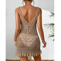 Robe de plage dos nu pour femme, robe d'été solide, document brillant, robe de plage 6