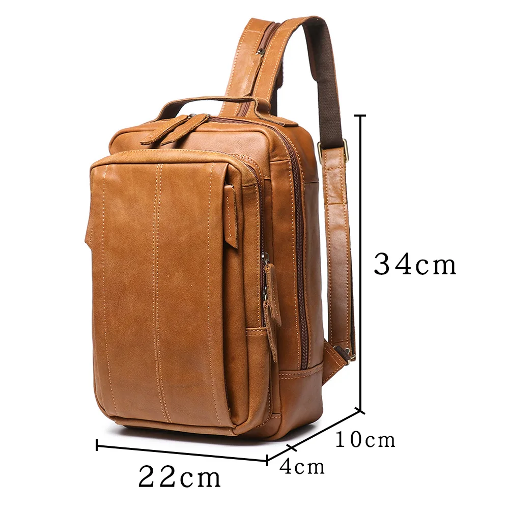 New Men Real Cow Leather 13 inch Laptop Backpack Fashion Travel Backpacks Shoulder Bag Big School Bagpack Boys College Daypack 3
