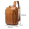 New Men Real Cow Leather 13 inch Laptop Backpack Fashion Travel Backpacks Shoulder Bag Big School Bagpack Boys College Daypack 3