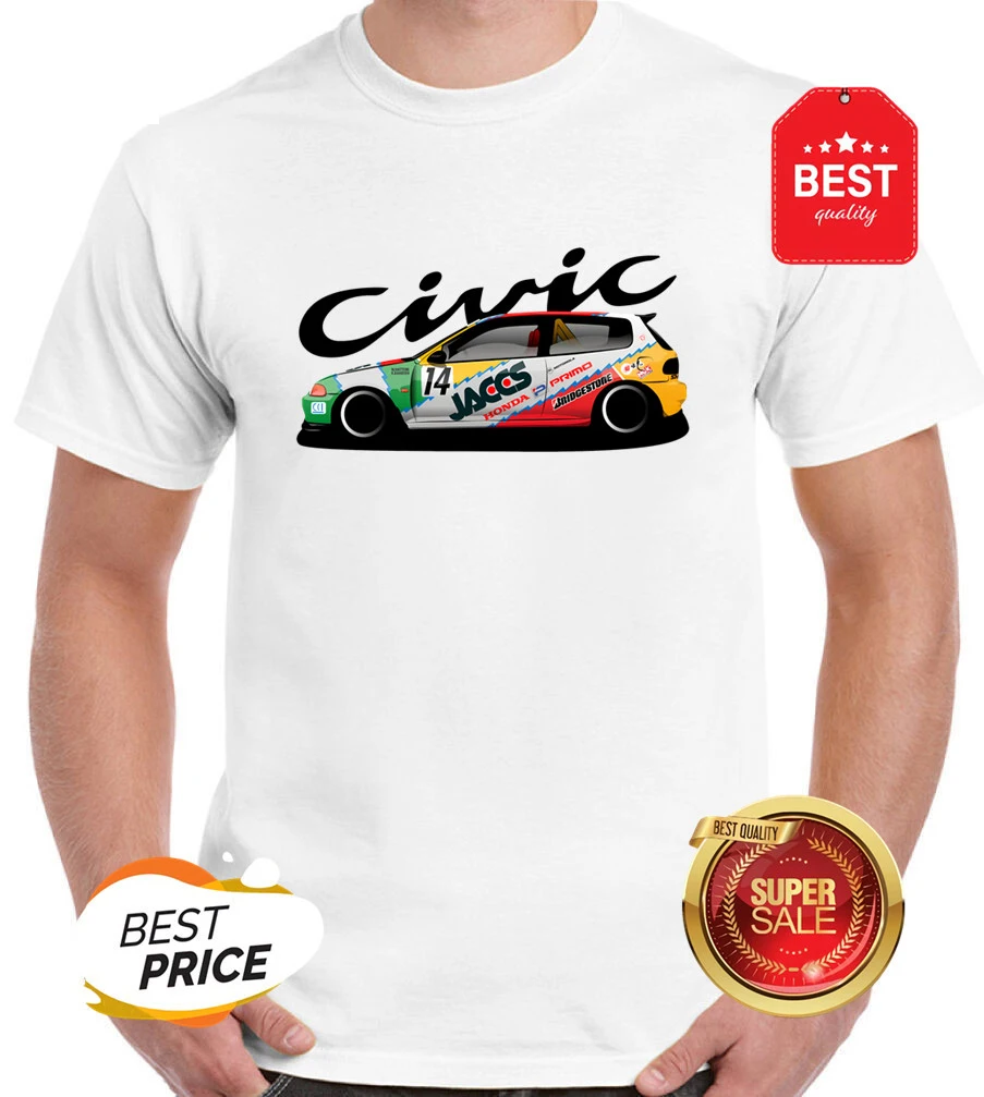 

Civic EG6 Jaccs 90s JTCC Race Car T-Shirt men's women's 100% cotton short sleeves tops tee printed Crewneck casual t-shirt