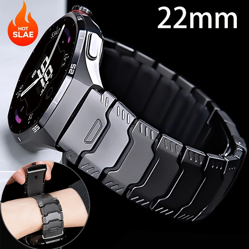Premium 22mm Titanium & Silicone Watch Strap Bracelet
