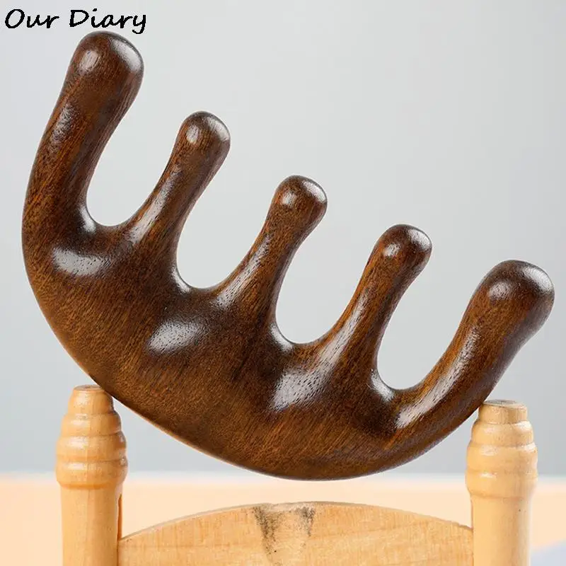 

1Pc High Quality Head Meridian Massage Comb Green Sandalwood Five Wide Tooth Anti-static Smooth Hair