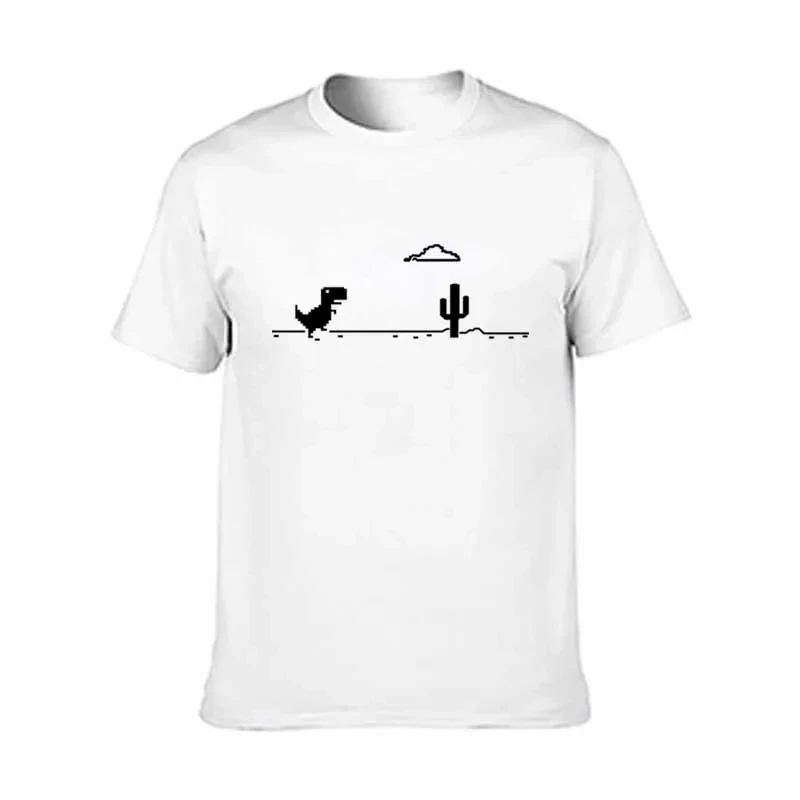 Mosaic Game Cactus Little Dinosaur Prints Men T-Shirts Creativity Street Funny Short Sleeve Casual All-math Mans Clothing 3