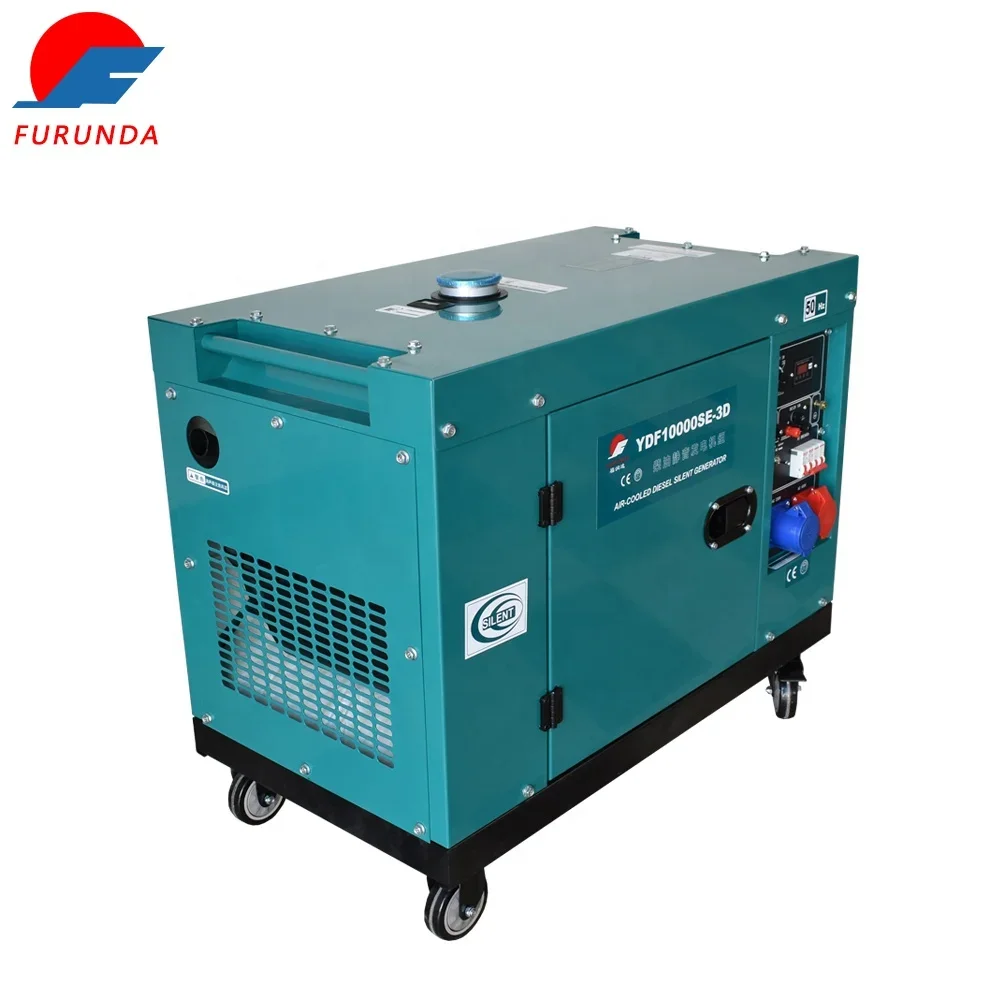 15 KVA 12 KW 1/3-phase Silent Air Cooled Small Size Electricity Power Generation Mobile Wheels Portable Diesel Generator