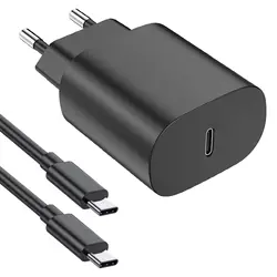 Ultra - High Speed 25W USB - C Fast Charger with 2m Charging Cable - EU (Black)