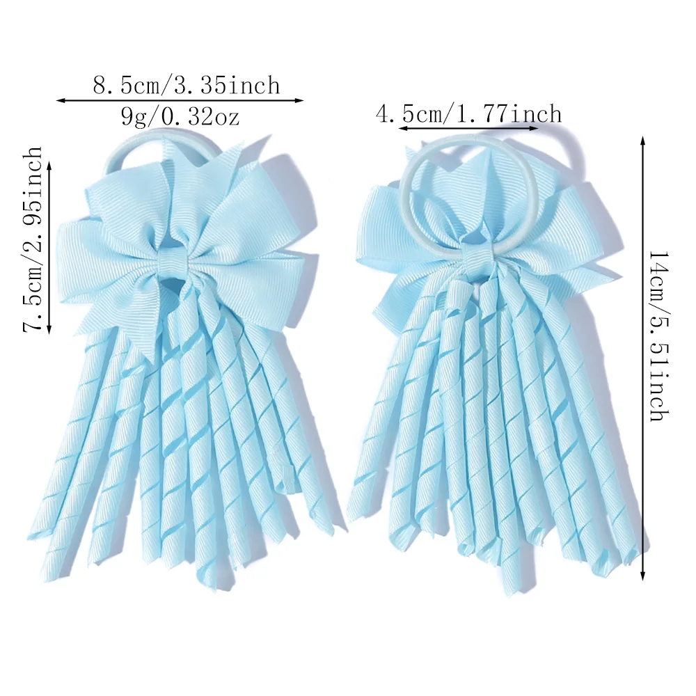 Fasce per capelli con nappe a nastro Popolare dolce e carino arcobaleno Nastro riccio Doppio supporto per coda di cavallo Elastici per neonate Accessori per capelli - immagine 5