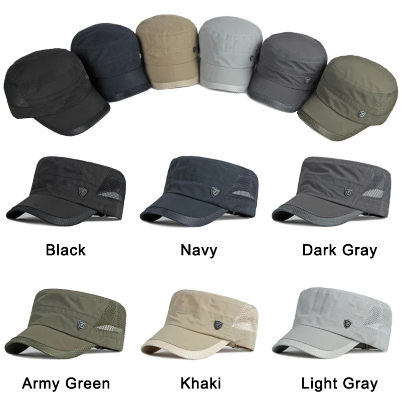 Quick Dry Flat Hats for Men Women Summer Flat Top Baseball Caps Male Outdoor Sun Cap Breathable Mesh Hat Casquette Adjustable baseball cap flat cap