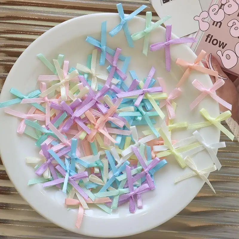 Ribbon Mini Bow Tie DIY Craft Sewing Craft Making Satin Bowknot DIY Handwork Bowties Hair Clip Gift Clothes Decor 100pcs