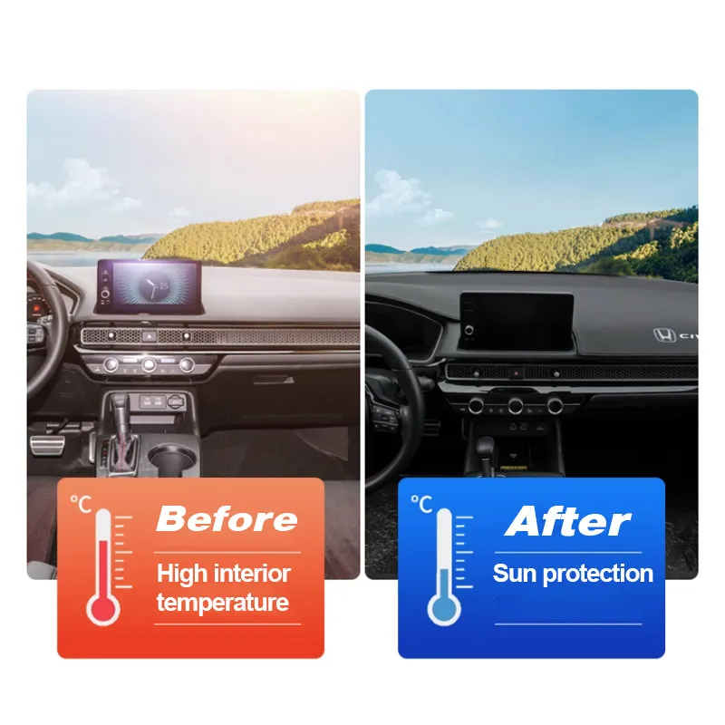 For Honda Civic FE Car Dashboard Sun Protection Mat PU Leather Anti Slip Anti UV Mat Interior Modification Accessories