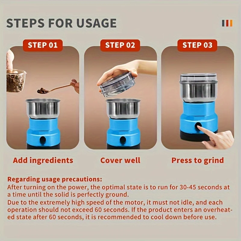 1pc Electric Cereals Grain Grinder Grinding Machine Coffee Blender Coffee Preparation Machine Bean Grinder Coffee Maker For Home 5