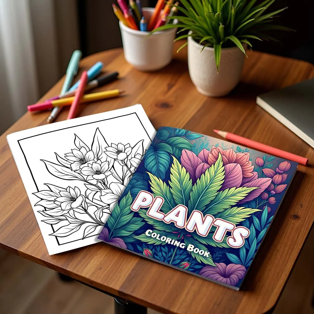 Plants Coloring Book Featuring Plants Flowers for Adults and Teens 24 Page Graffiti Painting Drawing Book Relieve Stress 3