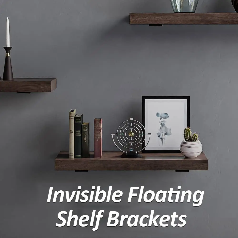 Heavy Duty Floating Shelf Brackets Space-Saving Wall-Mounted Invisible L Bracke Rust-Resistant Furniture Board Support