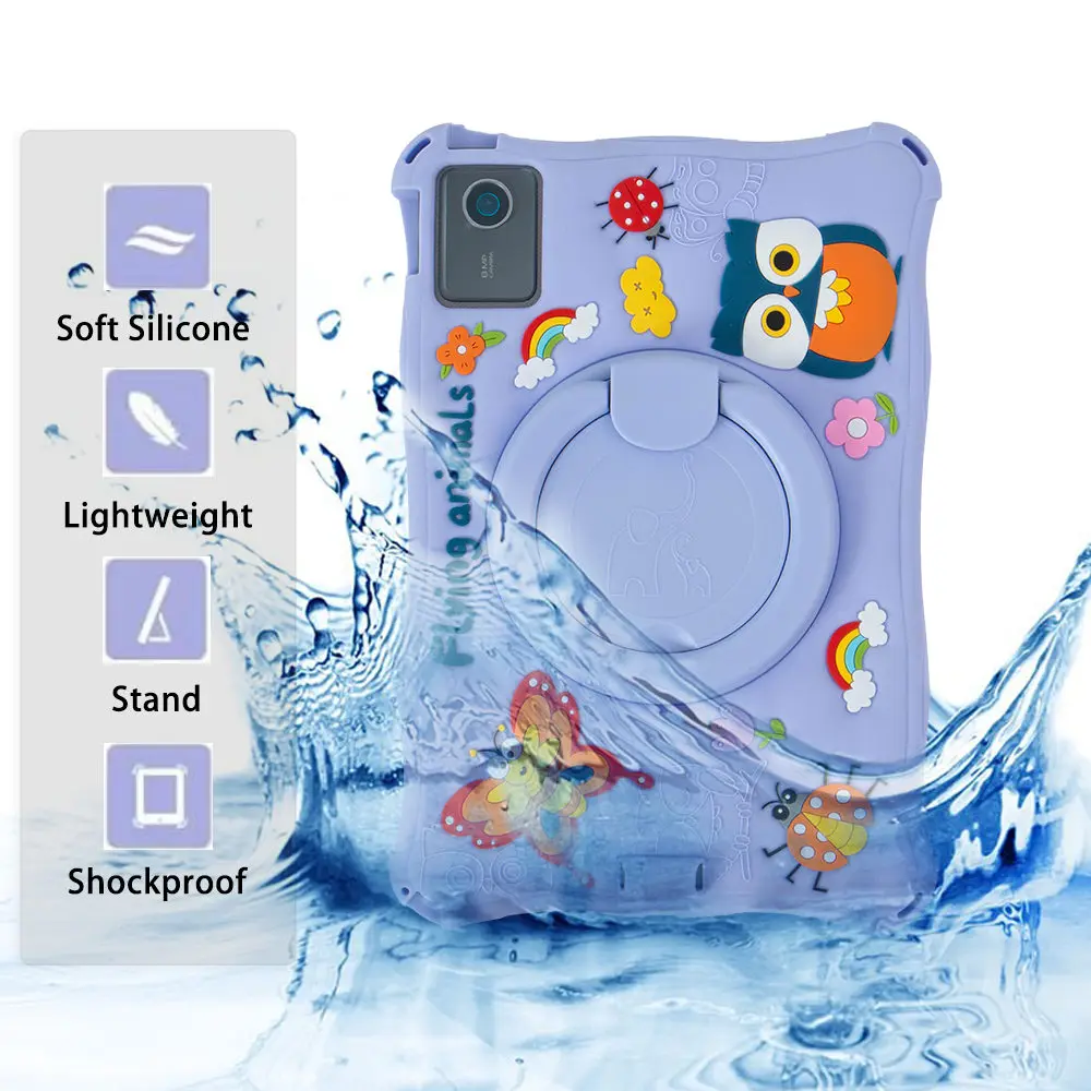 11-Inch Cartoon Rotating Soft Silicone Tablet Case