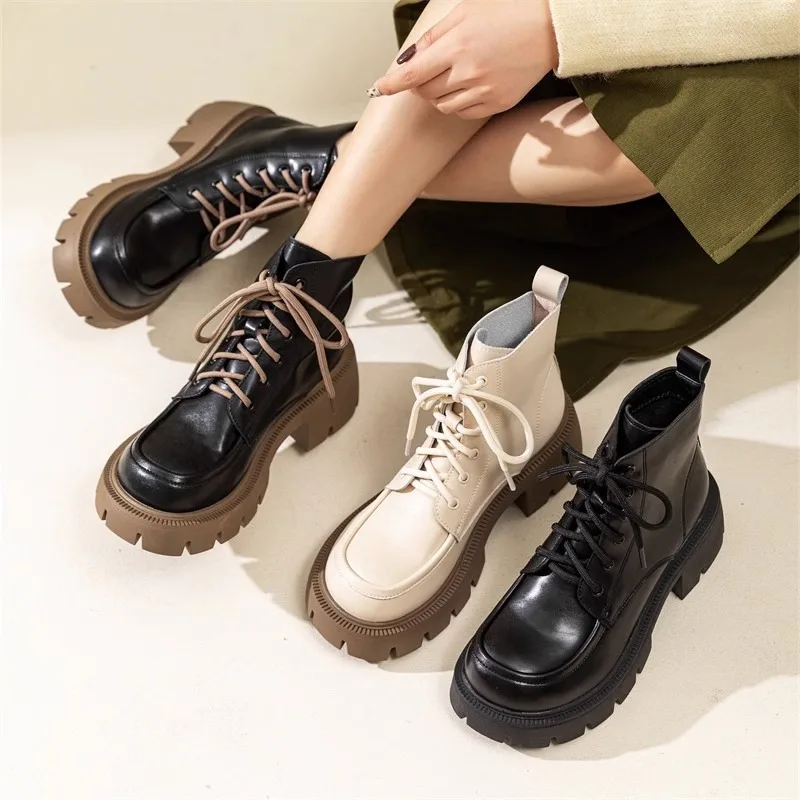 

2024 Winter Women Boots Comfortable Platform No-slip Ankle Boots Woman Fashion Shoes Female Sexy Casual PU Short Boots Ladies