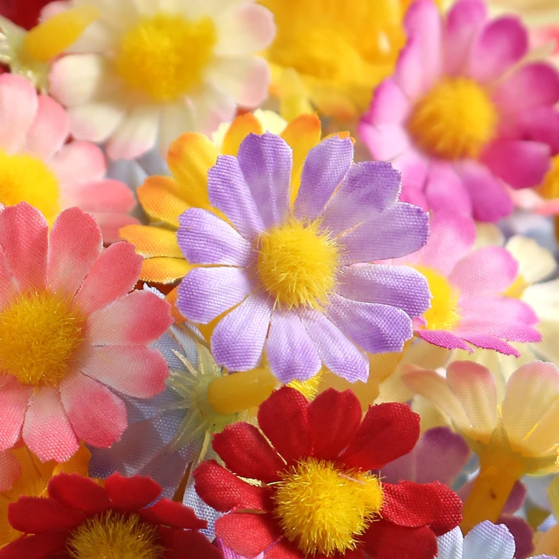 80 pezzi misti mini fiori artificiali colorati teste di fiori margherite,mix pastello piccoli teste di fiori teste di seta cospargere decorazione per artigianato festa di nozze decorazione della casa