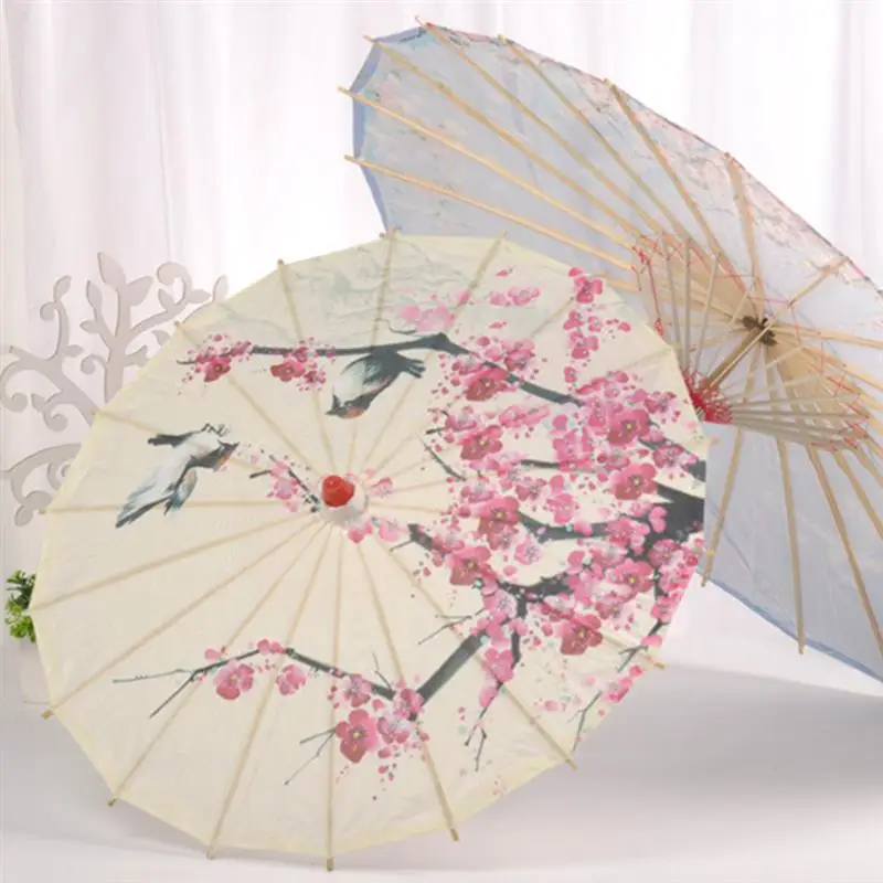 1pc Vintage Chinese Style Umbrella Photography Props Oil Paper Umbrella Bamboo Dance Performance Decorative Flower 56cm