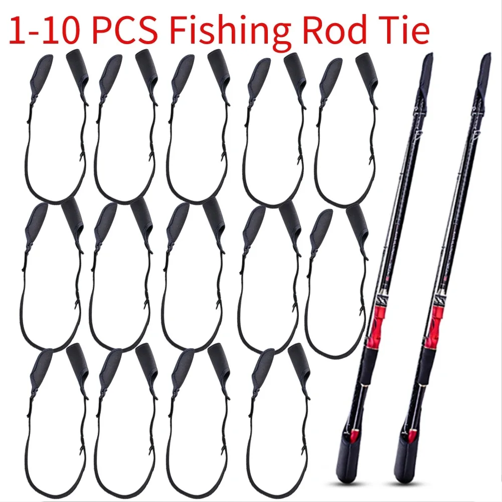 110PCSFishingRodTieHolderStrapElasticLureFishingRodGuard