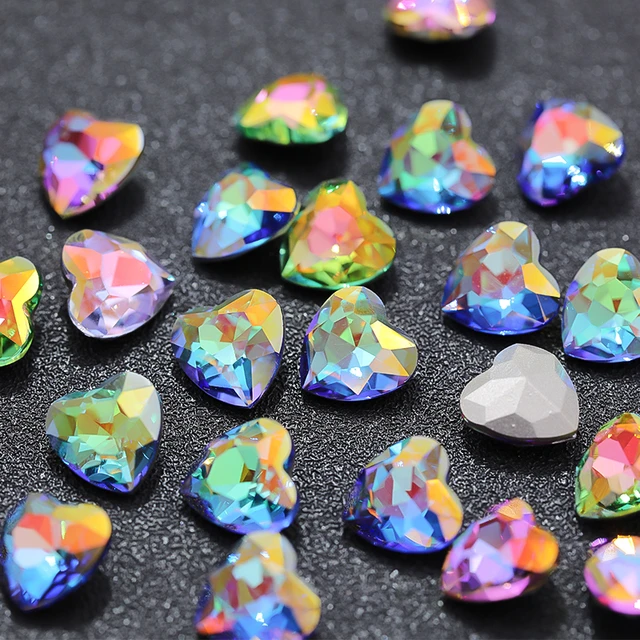 100pcs 5mm Heart-shaped Crystal Rhinestone Diy Decorative