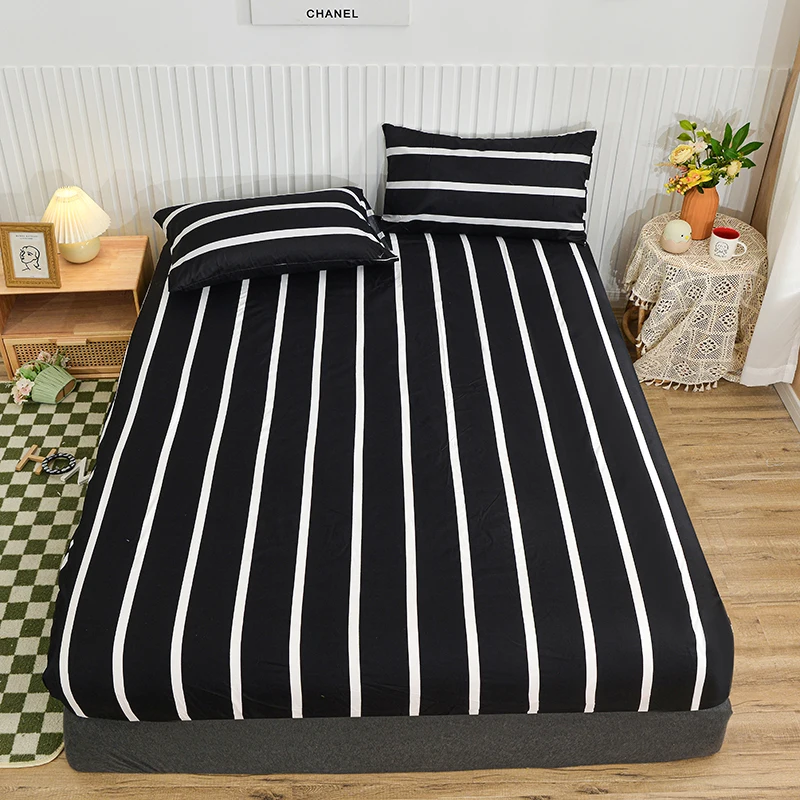 Fitted Sheet Single Bed Geometric  Elastic Bed Sheet Mattress - 3 Pcs Fitted  Bed - Aliexpress