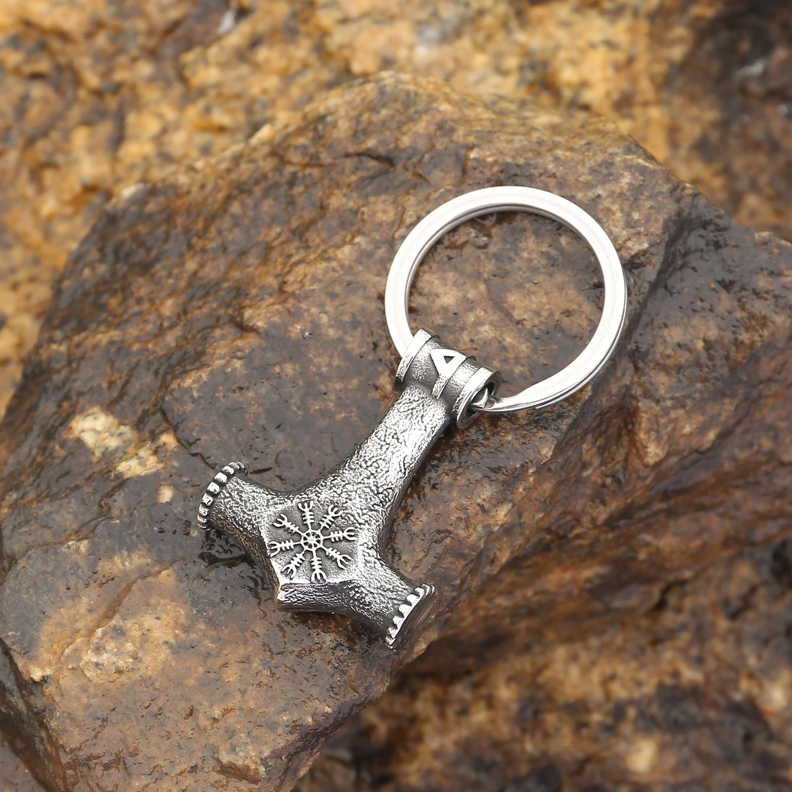 Norse Pagan Jewelry God Thor Mjolnir Hammer Amuleto Ciondolo Portachiavi Vichingo In Acciaio Inossidabile