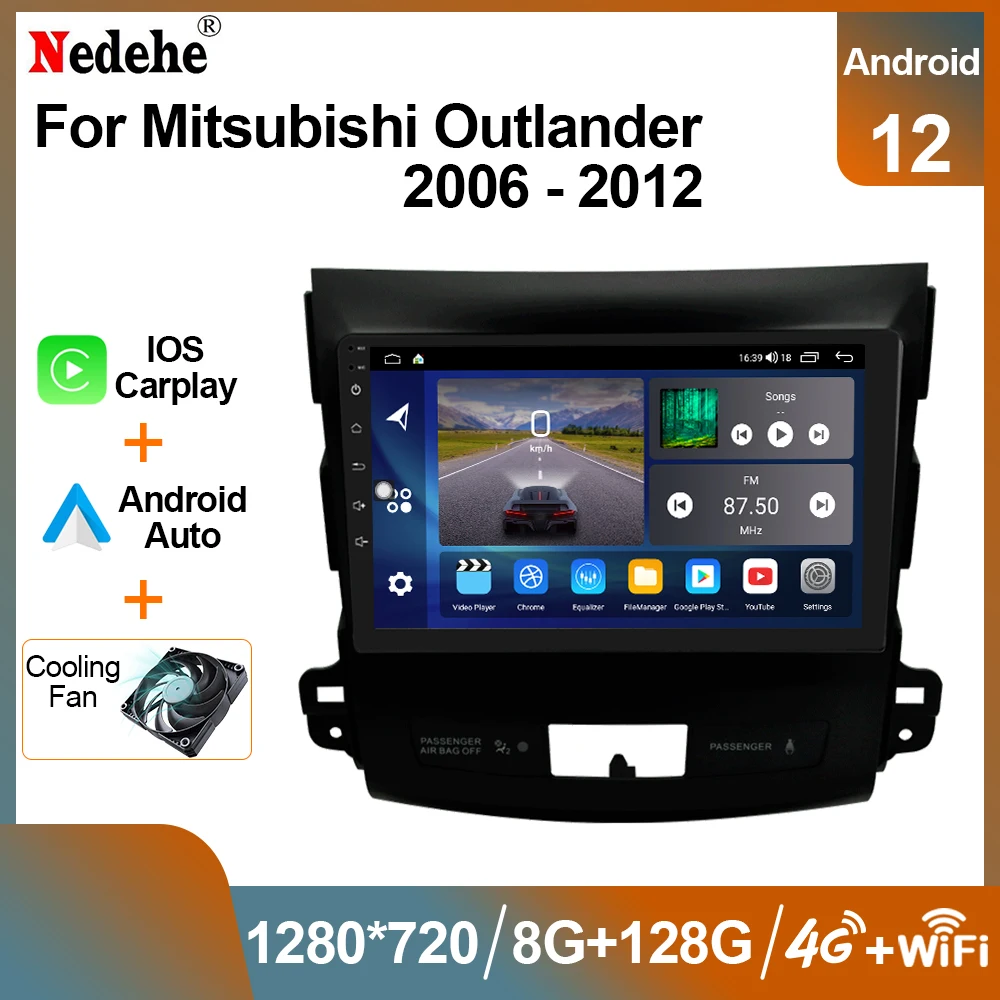 Car Radio Stereo Android 12 For Mitsubishi Outlander 2006 2007 2008- 2012 Multimedia Video Player 2 din GPS Navigation Carplay