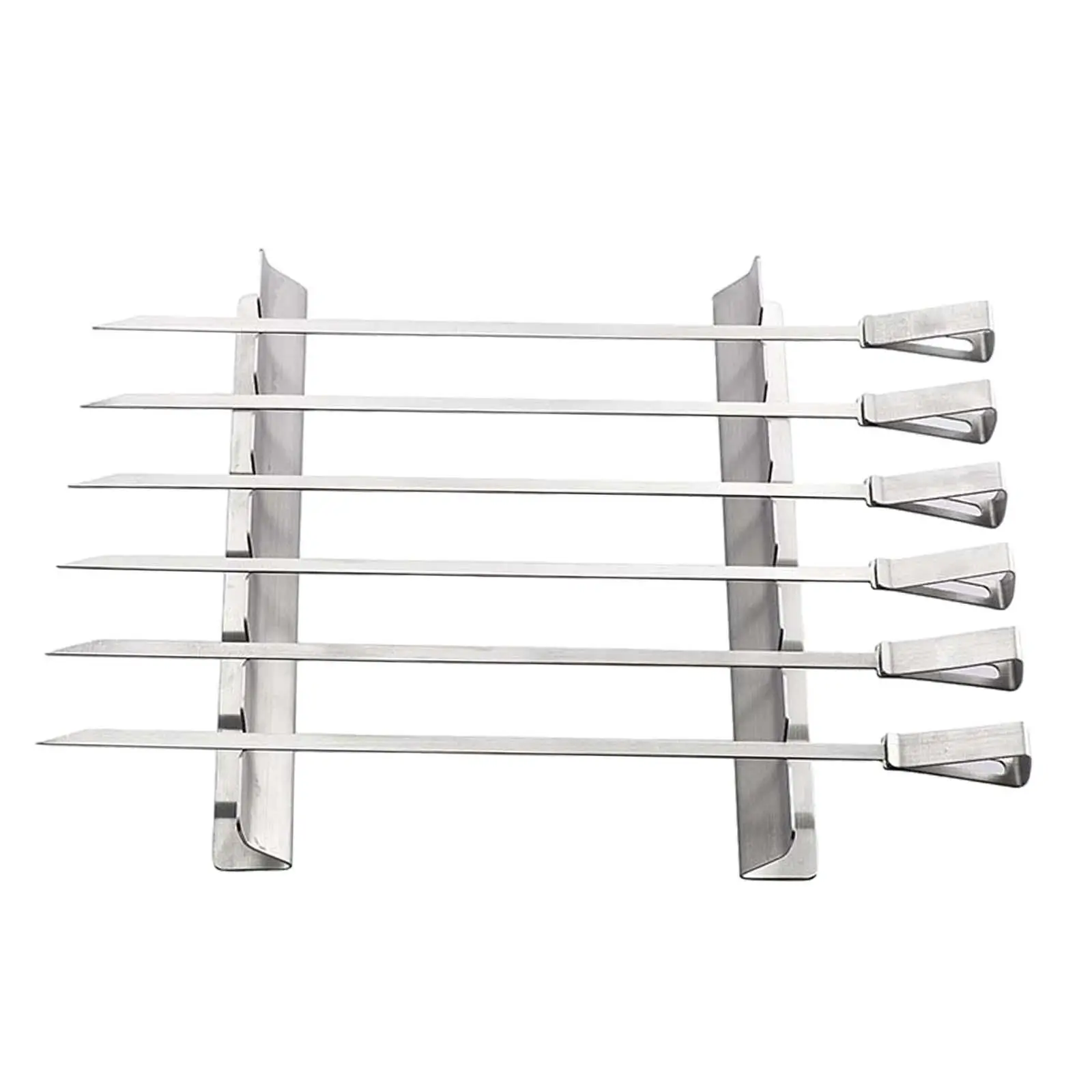 Skewers Rack Set Outdoor Cooking BBQ Pin Stick 14inch Stainless Steel Long Kebab Skewers for Seafood Chicken Vegetables Grilling