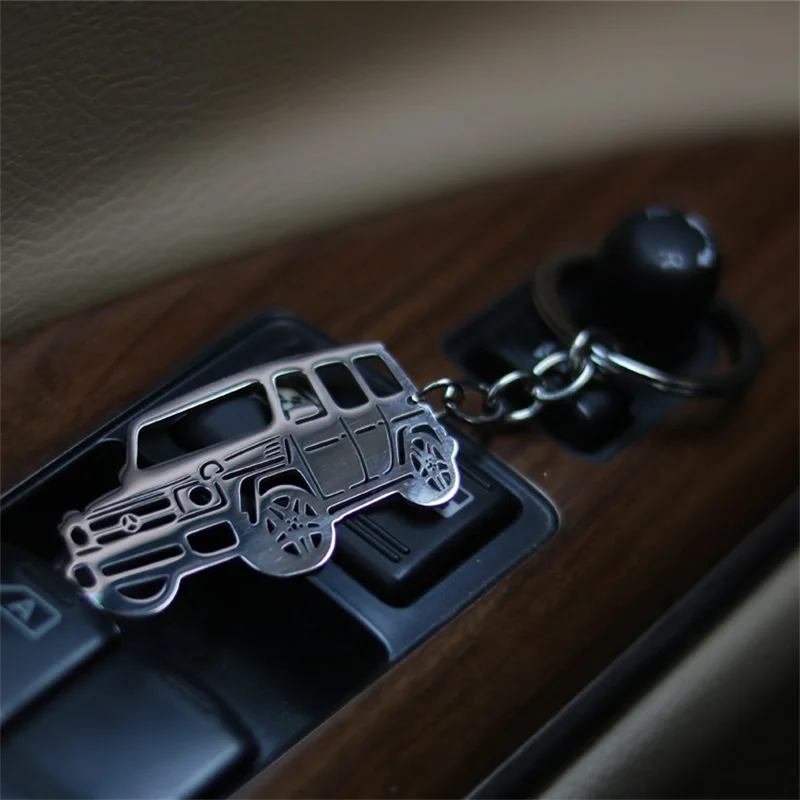 Stainless steel hollow Mercedes-Benz Jeep car model pendant key chain key  chain jewelry