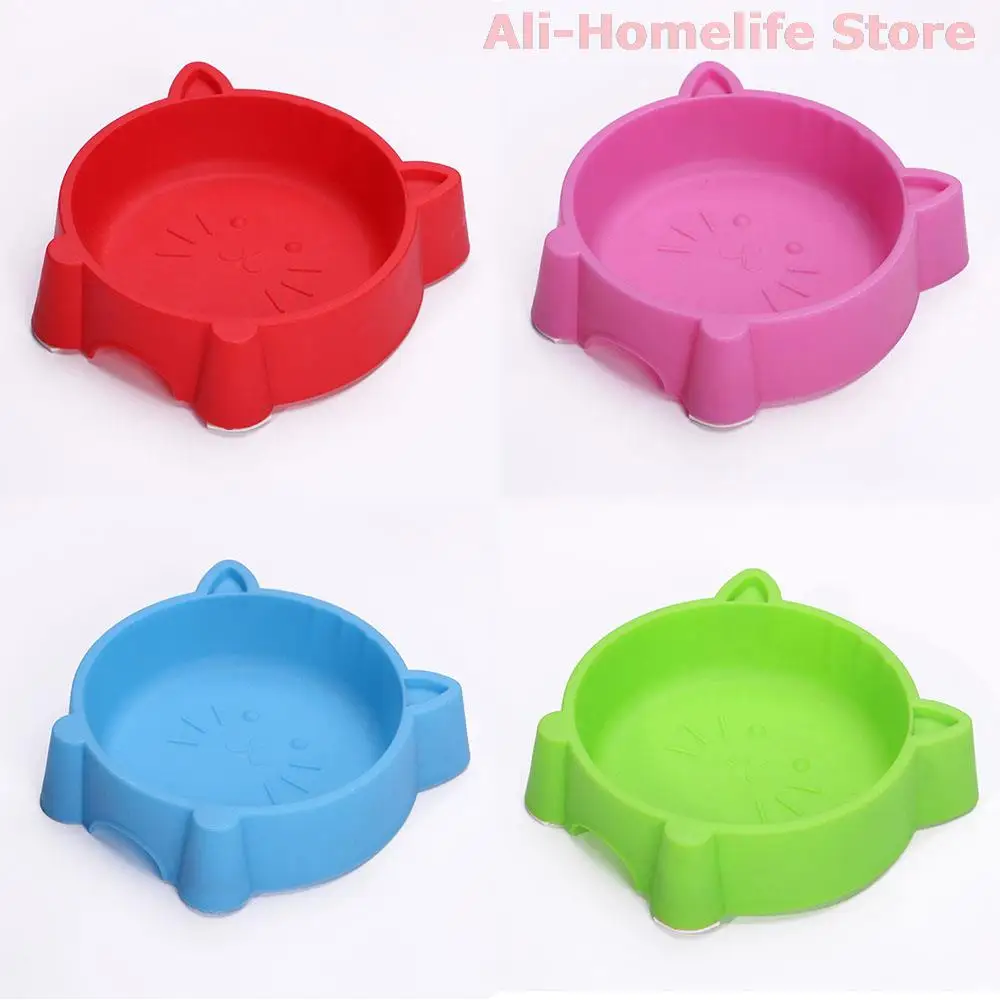 

Plastic Pet Bowl Dog Cat Feed Bowls Cat Face Dog Feeders Non-Slip Drinking Water Bowl Solid Color Pet Supplies for Puppy Kitten